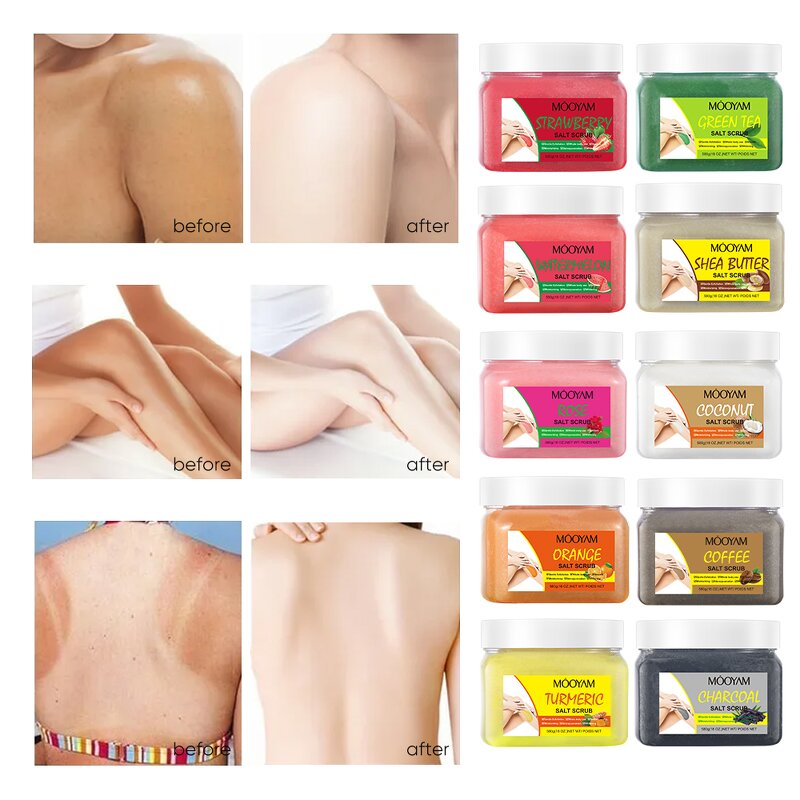 Body Scrub Manufacturer - 10 Flavors Salt Scrub 580g Exfoliating Soothing Whitening OEM/ODM MOOYAM