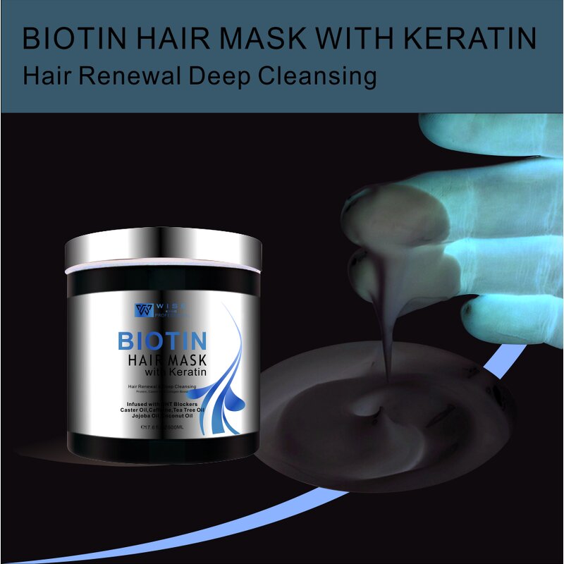 Hair Mask Manufacturer - WISEKING Biotin Keratin 500ml - Caffeine Promote Hair Growth, Repairing Anti Breakage Smoothing, Plant