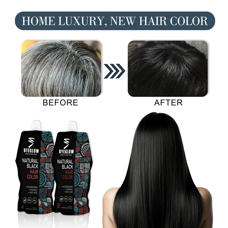 Hair Dye Cream Manufacturer - Dyeglow 500ml*2 - Color & Care in One, Ammonia Free, No Stick, Lasting Brightness