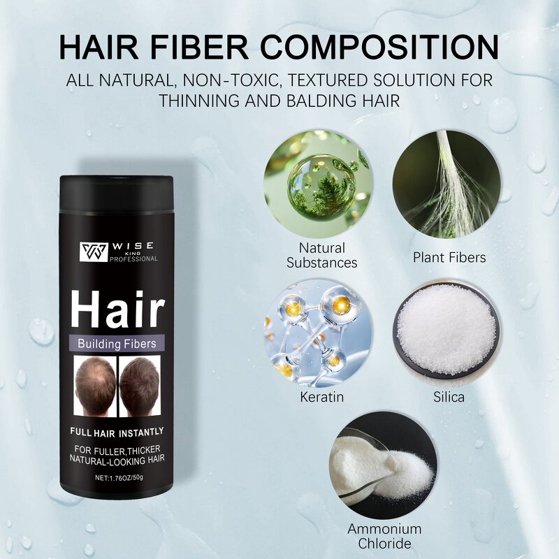 Hair Building Fibers Manufacturer - 50g Waterproof - Private Label, Keratin, Fuller Thicker Natural Look, Free Sample