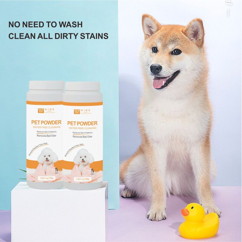 Pet Powder Manufacturer - Dry Cleaning 100g - Moroccan Oil, Deep Cleaning Greasy Hair, Anti-mite Anti-flea, Rose Fragrance