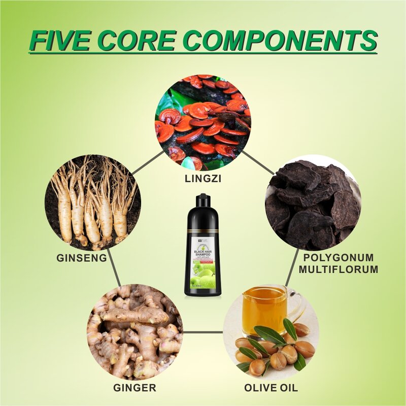 Hair Shampoo Manufacturer - Apple Black 400ml - Ammonia-free, Ginseng Extract, Easy Dye to Black, Fast Coloring