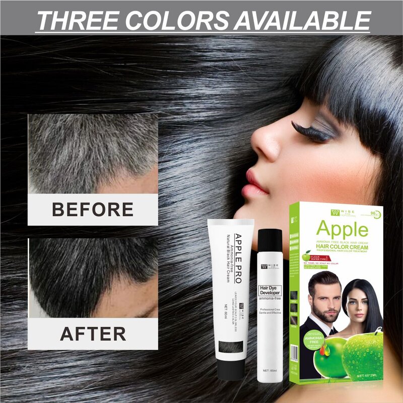Hair Cream Manufacturer - Apple Black 60ml*2 - Plant Formula, Quick Color, 100% White Cover, Lasting Color Lock, Ammonia-free