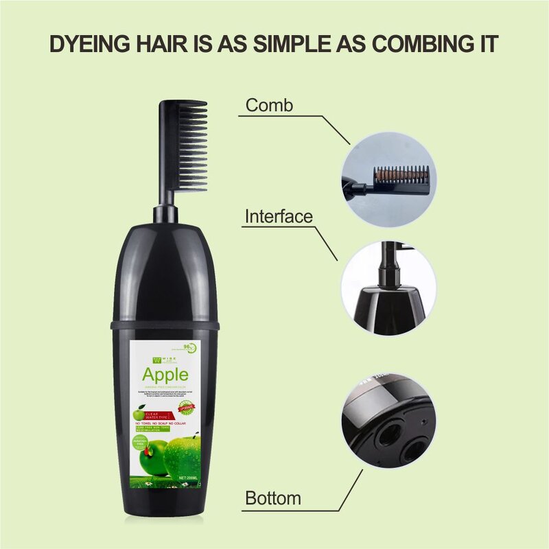 Hair Dye Shampoo Manufacturer - Organic Apple Pro Black - Herbal Formula, Black Permanent, for Women, Fast Cover, Natural Look