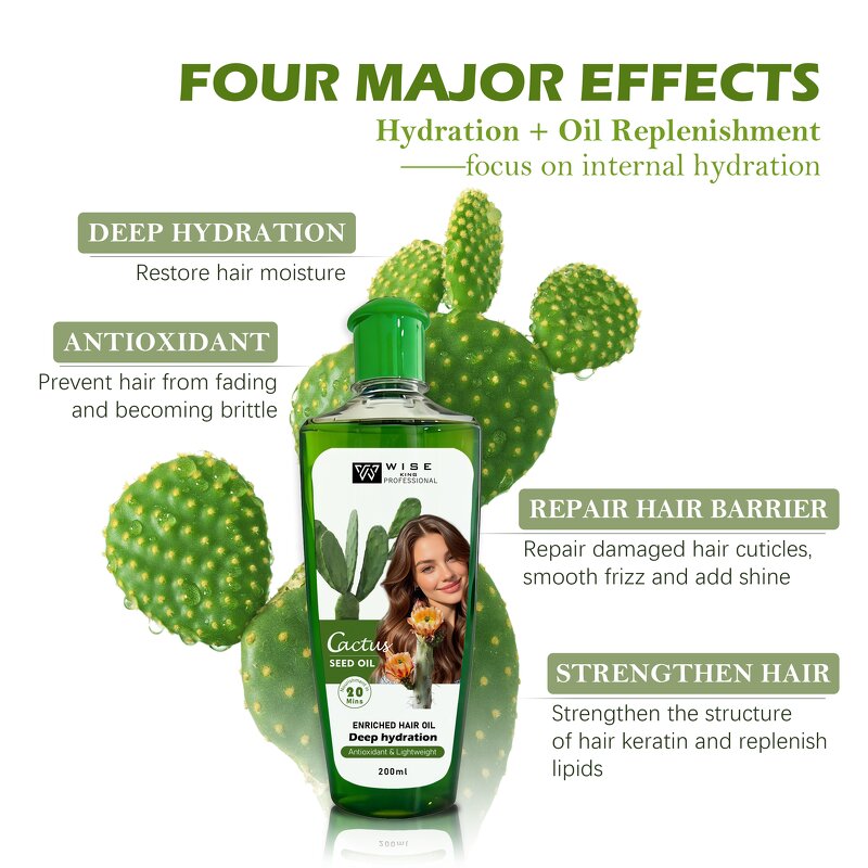 Hair Serum Manufacturer - Cactus Extract 200ml with Rosemary Oil - Smooth Frizz, Anti Hair Breakage, Private Label