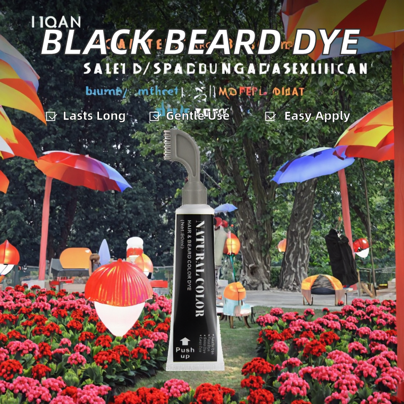 Beard Hair Dye Cream Manufacturer - New Design 80ML - Easy Application, Mild Non-Irritating, Darkening Men Black, Cover Gray