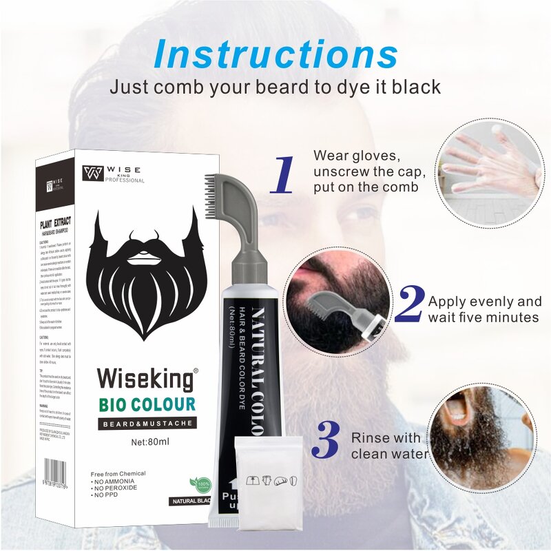 Beard Color Manufacturer - Just for Men Instant 80ML - Shampoo Dye with Comb, Herbal, Instant & Permanent Color