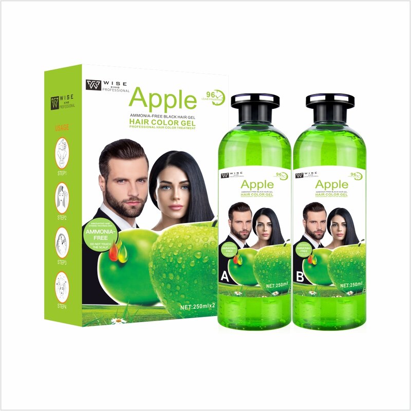 Hair Dye Gel Manufacturer - Permanent Apple Black 250ml*2 - Crystal Gel, Ginseng Extract, Fast Color to Black