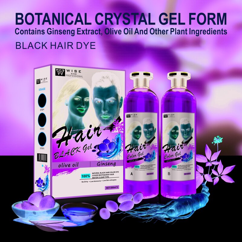 Hair Dye Gel Manufacturer - Ginseng Olive Oil 500ml - 100% Natural Black, Fast-Acting, No Stain, Permanent
