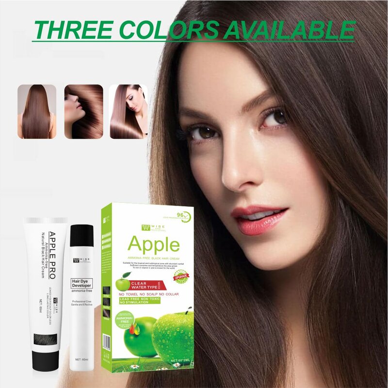 Hair Dye Manufacturer - Apple 60ml*2 - Fast Color Pigment, Ginseng Extract, for Women, 100% Grey Cover, Non Stick