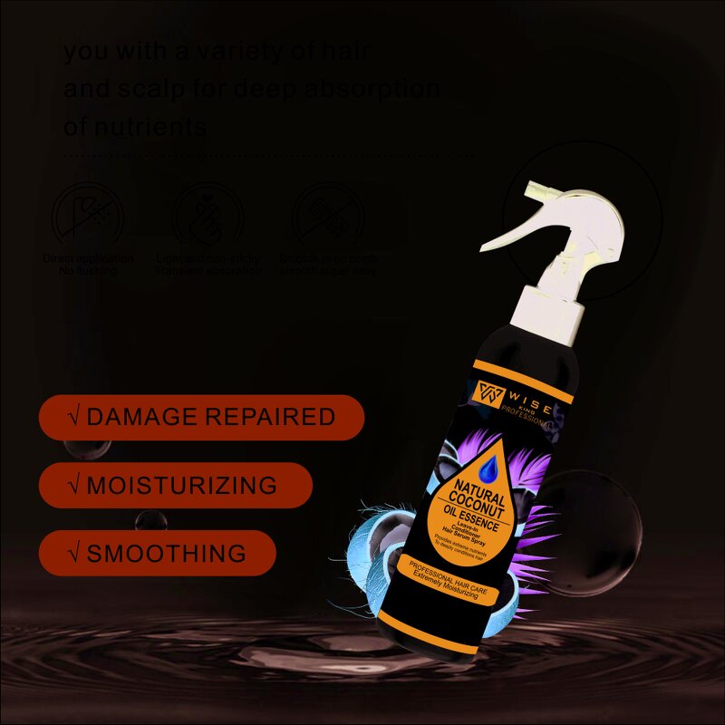 Leave in Conditioner Manufacturer - Coconut Oil Anti Frizz Spray - Smells Good for Curly Hair, Moisturizing Detangler, Improve Shine