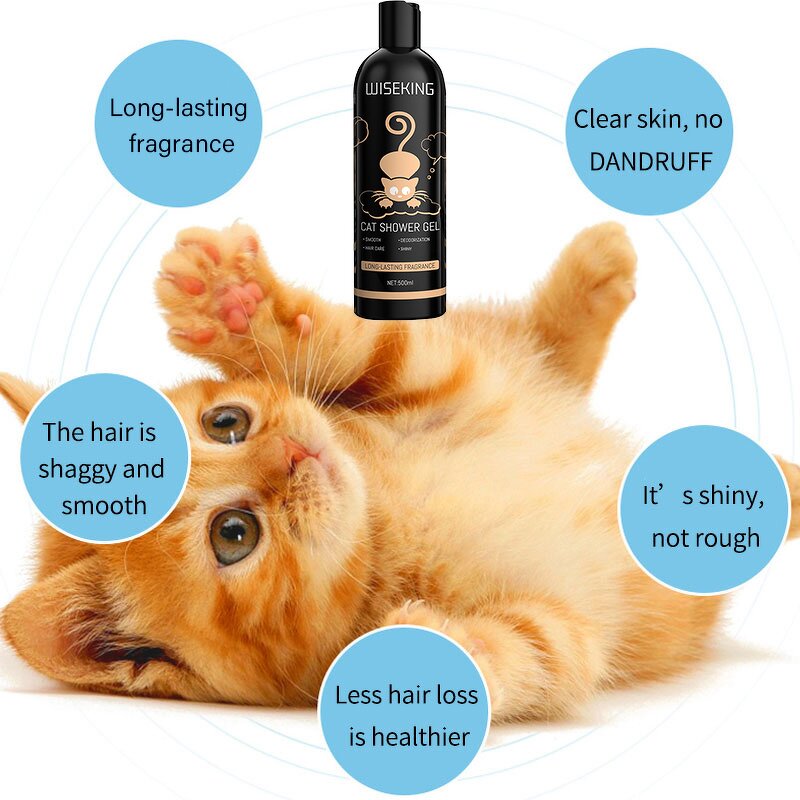 Cat Shower Gel Manufacturer - New 500ml - Wormwood Extract, Amino Acid Moisturizing, Fluffy Smooth, Deodorization, Inhibit Mites