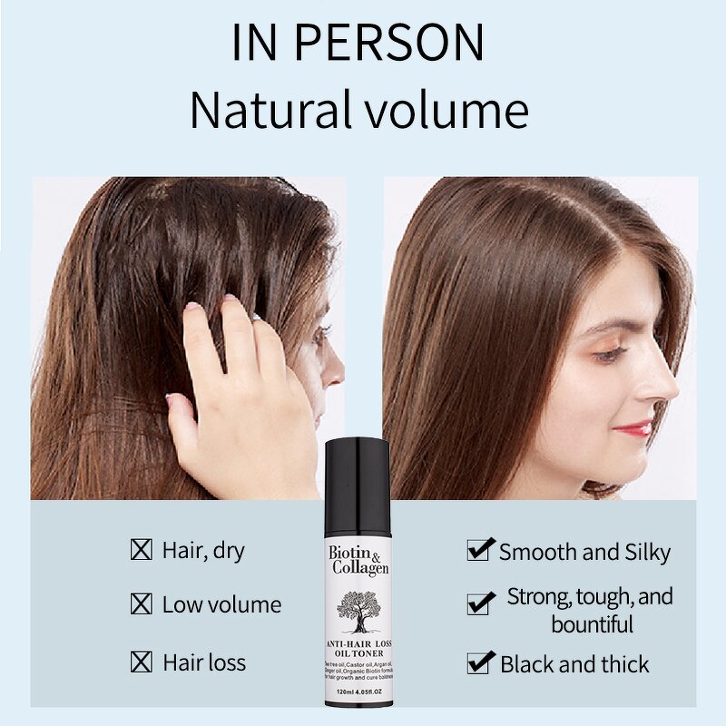 Hair Oil Manufacturer - Biotin and Collagen 120ml - Organic Castor Oil, Restores Hair Density, Plant Nutrient, Reduce Breakage