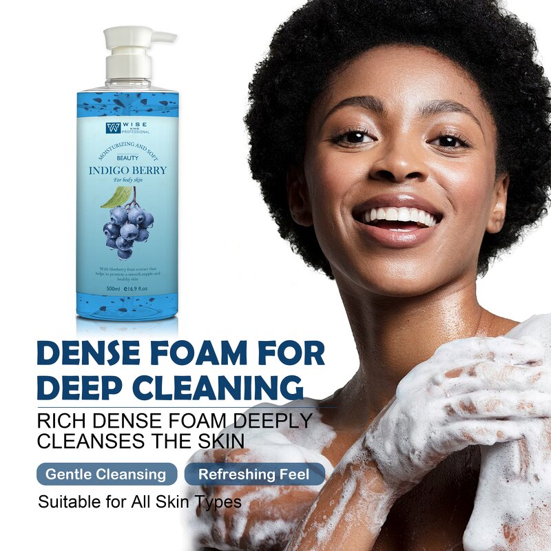 Shower Gel Manufacturer - Wiseking Blueberry 500ml - Gentle Body Wash with Glycerin, Deep Cleansing & Moisturizing, Factory