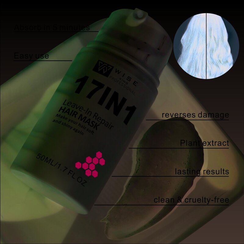 Hair Mask Manufacturer - Wiseking 17-in-1 Organic Coconut Oil 50ml - Leave-In Deep Repairing, No-Rinse Moisturizing Shiny