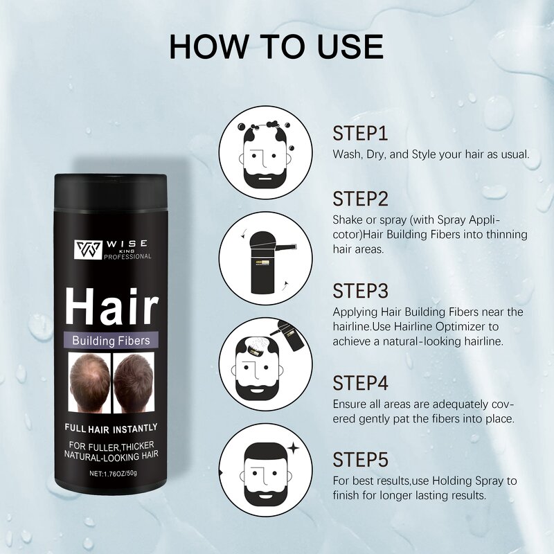 Hair Building Fibers Manufacturer - 50g Waterproof - Private Label, Keratin, Fuller Thicker Natural Look, Free Sample