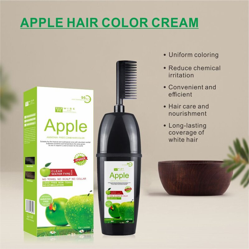 Hair Dye Shampoo Manufacturer - Organic Apple Pro Black - Herbal Formula, Black Permanent, for Women, Fast Cover, Natural Look