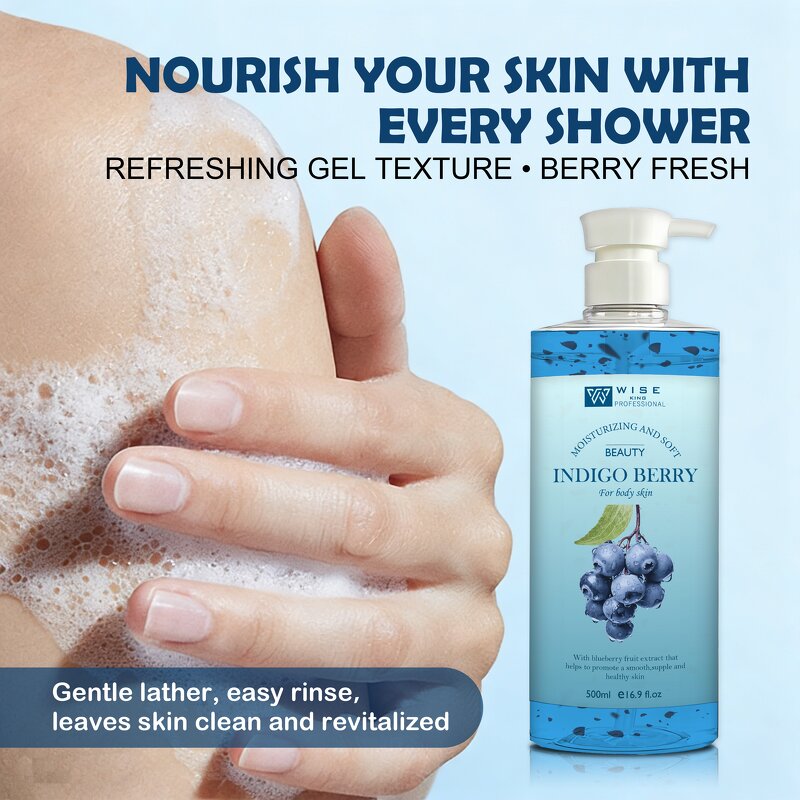 Body Wash Manufacturer - Blueberry Petal Shower Gel 500ml - with Coconut Oil, Deep Hydrating, Enhance Elasticity, Private Label