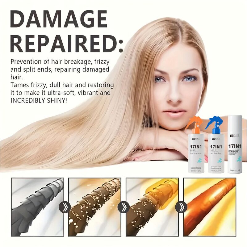 Hair Mask Set Manufacturer - 17 in 1 Leave in 750ml - Rosemary Molecular Repair Serum, Enhance Shine, Leave Conditioner Spray