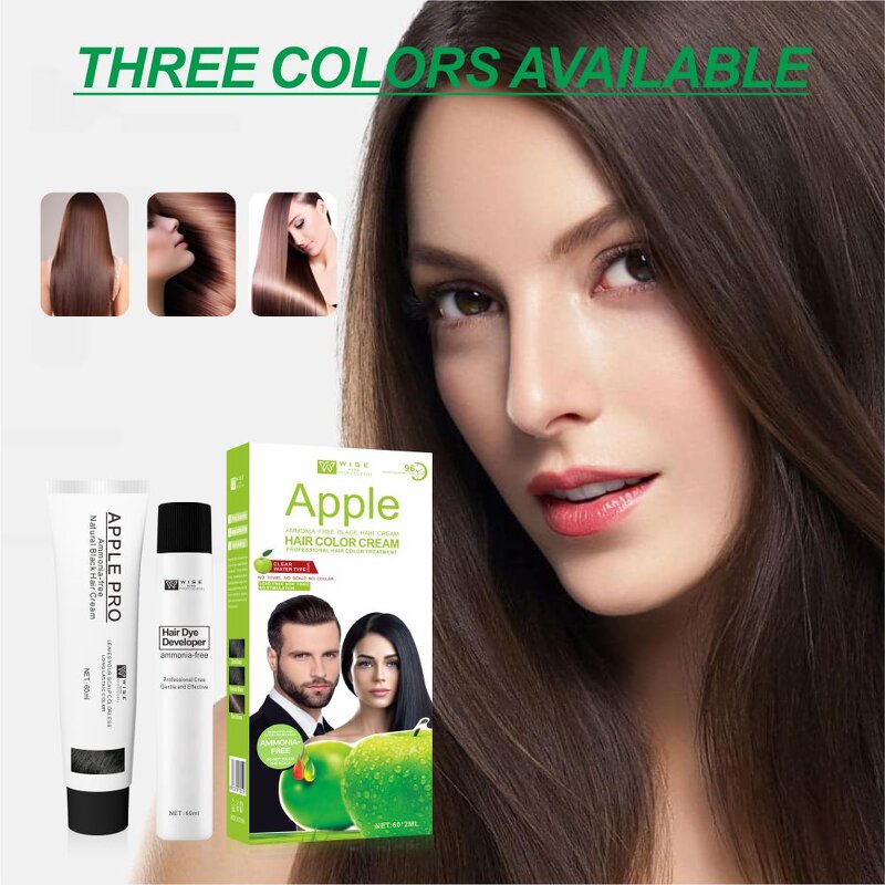 Hair Cream Manufacturer - Apple Black 60ml*2 - Plant Formula, Quick Color, 100% White Cover, Lasting Color Lock, Ammonia-free