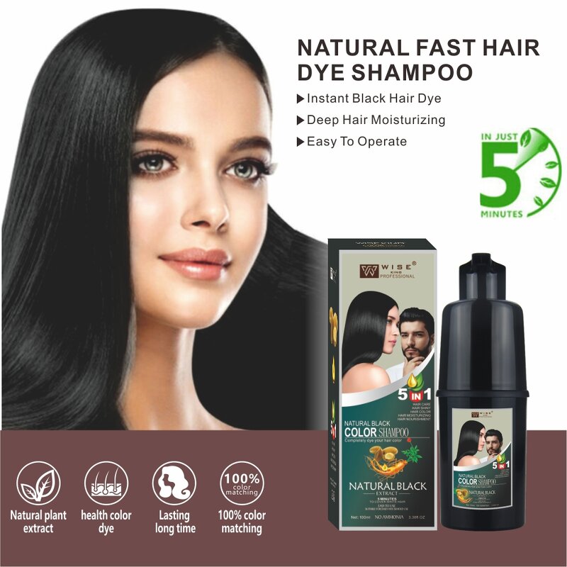 Hair Color Shampoo Manufacturer - Organic Argan Oil - Natural Black Permanent 5 Min Cream, Nourishing, Long Lasting, Ammonia Free