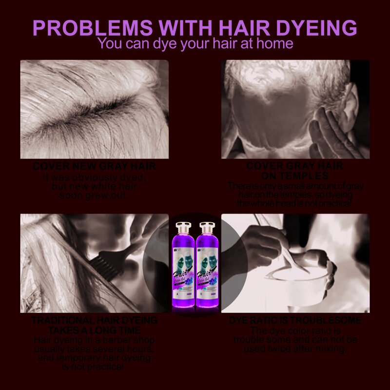 Hair Dye Gel Manufacturer - Ginseng Crystal 500ml*2 - Organic Plant Black, Fast Grey Cover, Gentle Formula, Green Olive