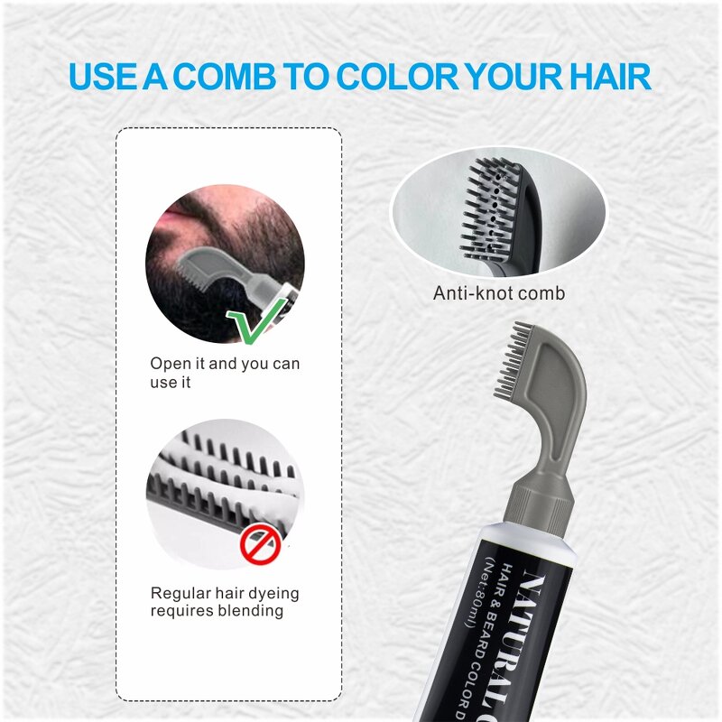 Beard Hair Dye Cream Manufacturer - New Design 80ML - Easy Application, Mild Non-Irritating, Darkening Men Black, Cover Gray