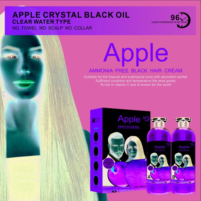 Hair Dye Gel Manufacturer - Apple Black 250ml*2 - Organic Plant Extract, Easy Grey Cover, Non-Stick, for Salon