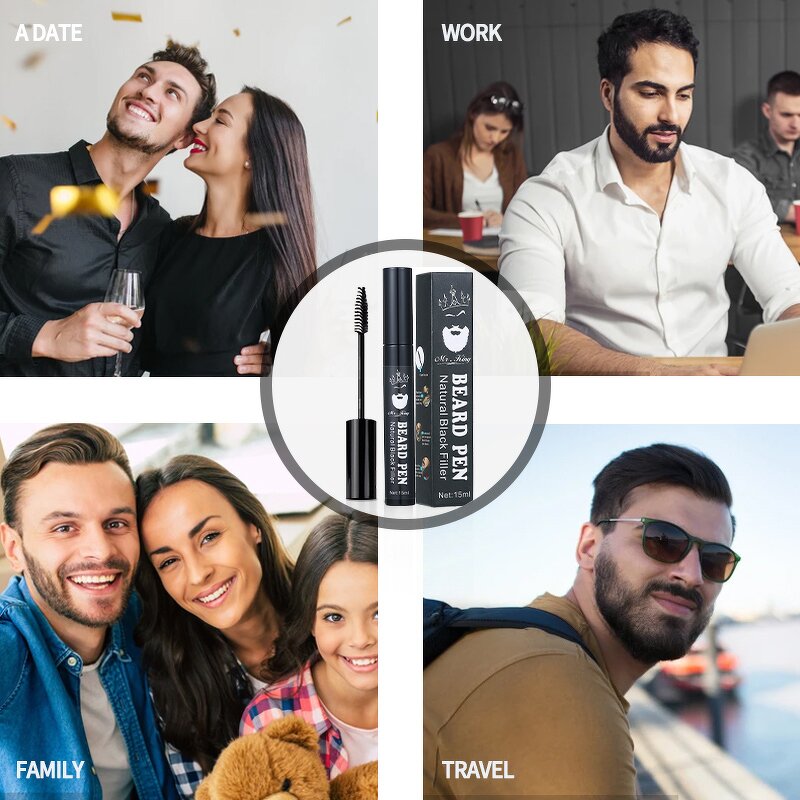 Beard Pen Manufacturer - Wiseking Private Label 15ml - Natural Plant Extract, Color Beard to Black, Enhancement Shine