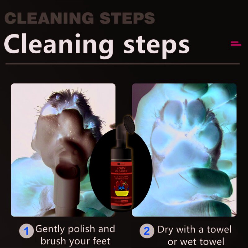 Pet Paw Cleaner Manufacturer - Wiseking No Irritation 100ML - Plant Formula Moisture Care, No Rinse Foam for Dogs