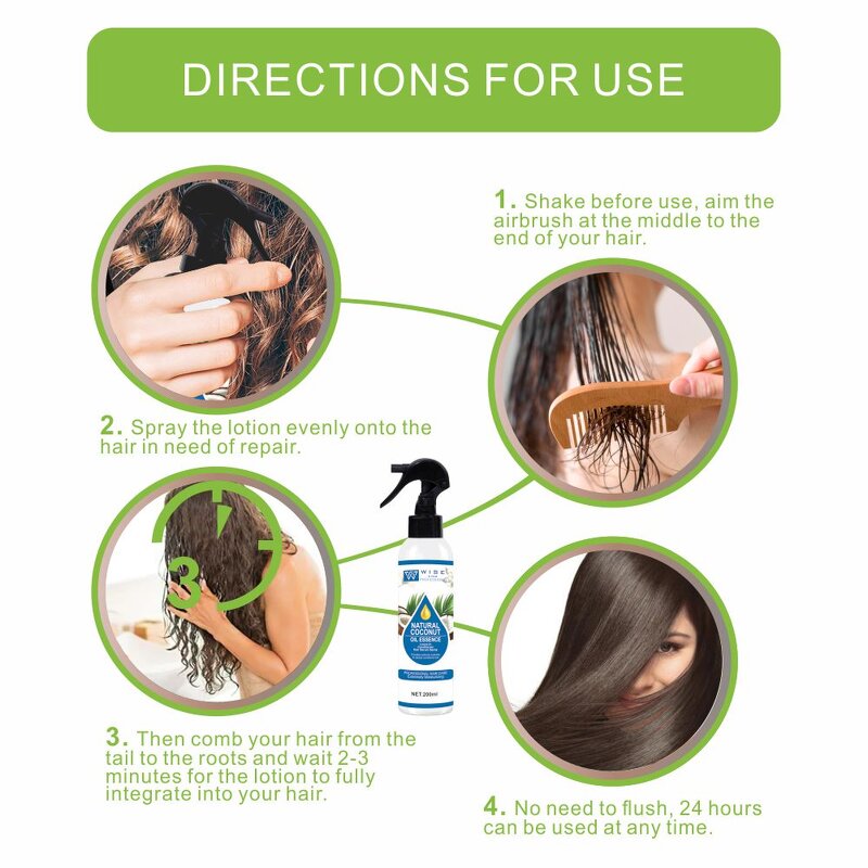 Leave-In Hair Conditioner Manufacturer - Wiseking Organic 200ml - Coconut Argan Oil, Amino Acid Formula, Deep Smooth Frizzy Hair