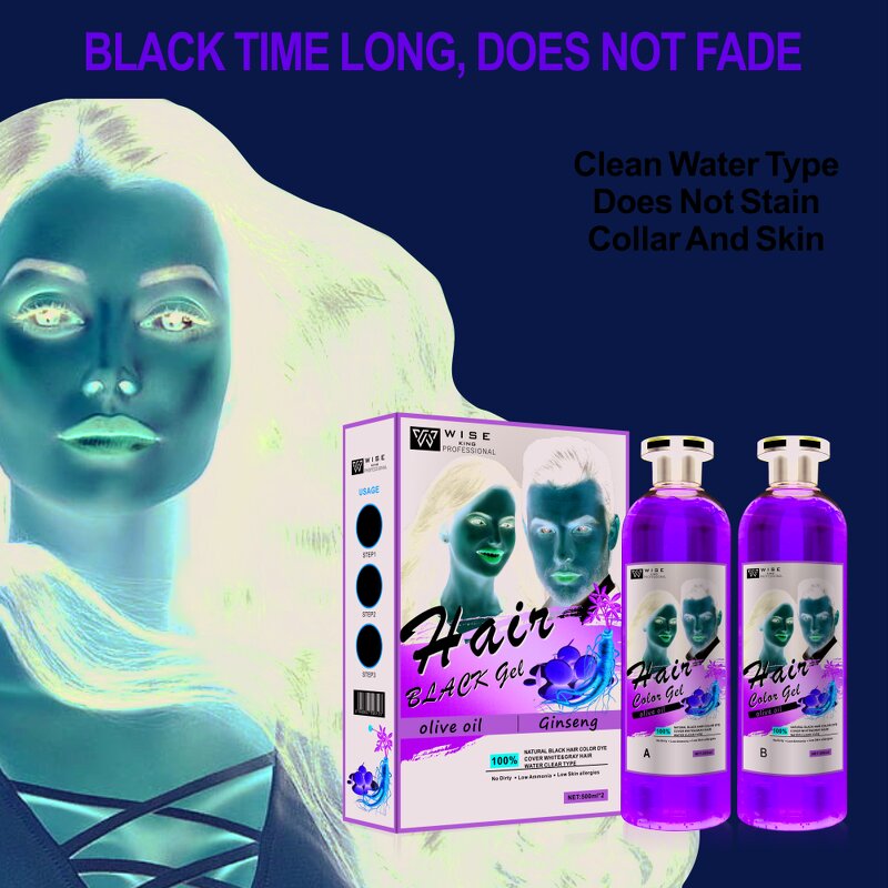 Hair Dye Gel Manufacturer - Ginseng Crystal 500ml*2 - Organic Plant Black, Fast Grey Cover, Gentle Formula, Green Olive