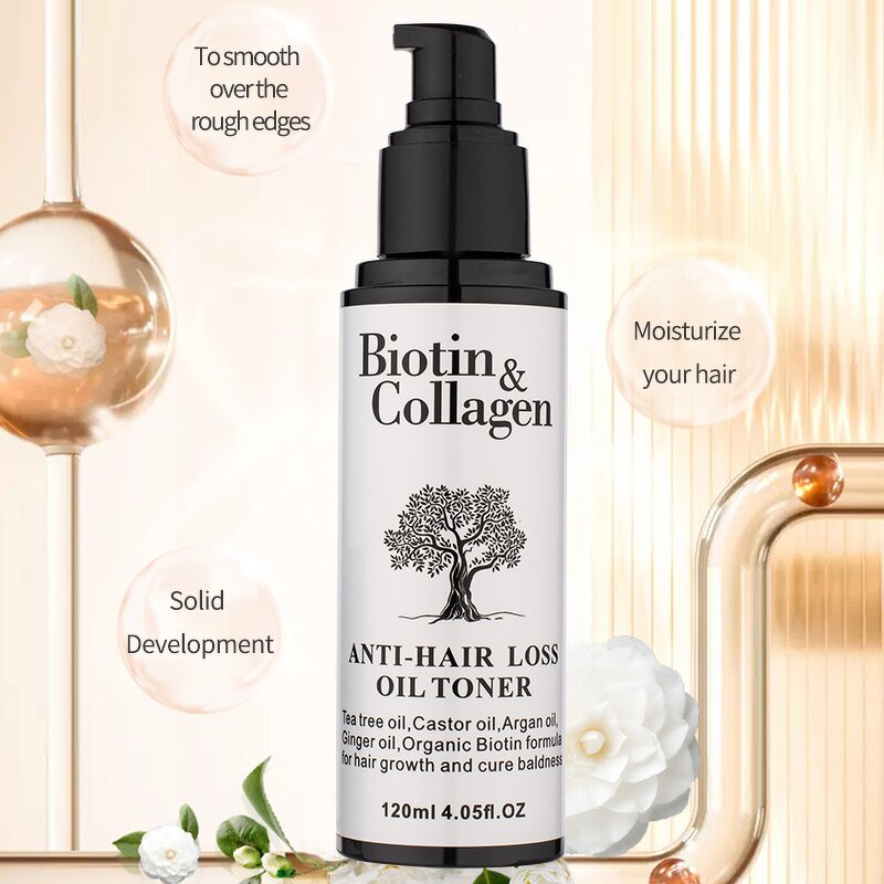 Hair Oil Manufacturer - Biotin Collagen 120ml - Argan Oil, Improves Thinning & Thickening, Make Hair Fluffy & Full