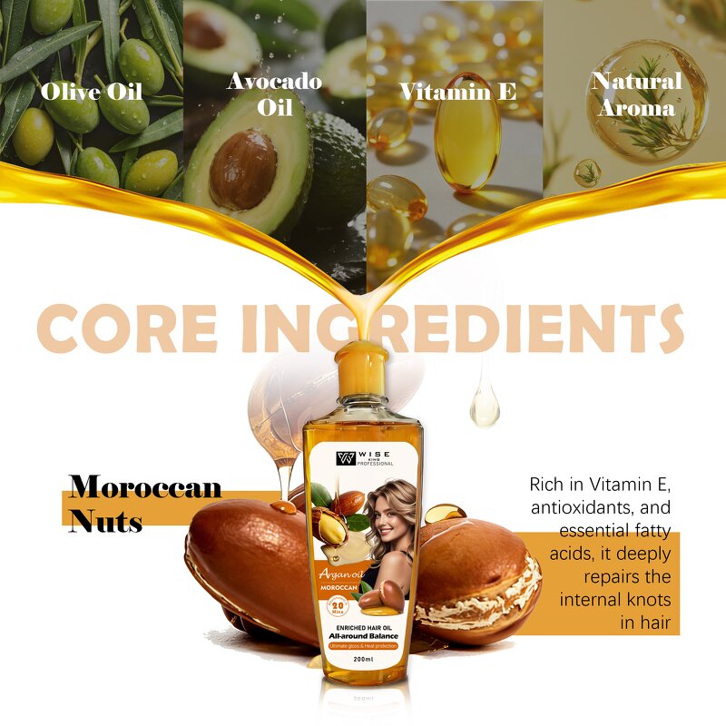 Hair Oil Serum Manufacturer - Liquid Gold Morocco Argan Oil 200ml - Smooth Anti Frizz, Restore Hair Shiny, OEM Custom