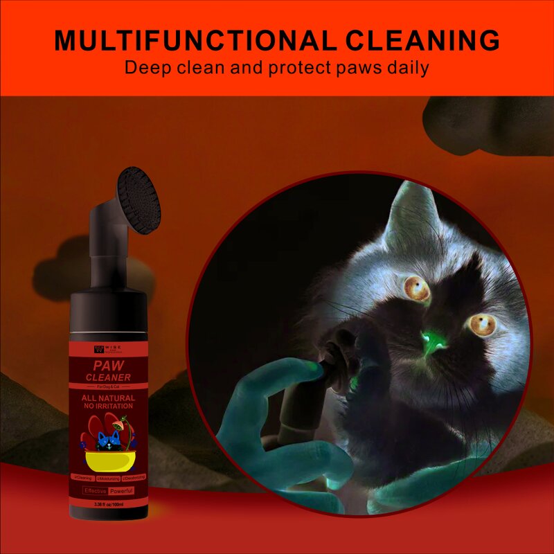 Pet Paw Cleaner Manufacturer - Wiseking No Irritation 100ML - Plant Formula Moisture Care, No Rinse Foam for Dogs