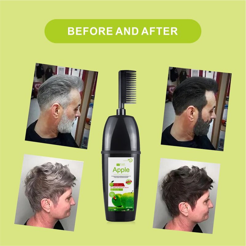 Hair Dye Shampoo Manufacturer - Organic Apple Pro Black - Herbal Formula, Black Permanent, for Women, Fast Cover, Natural Look