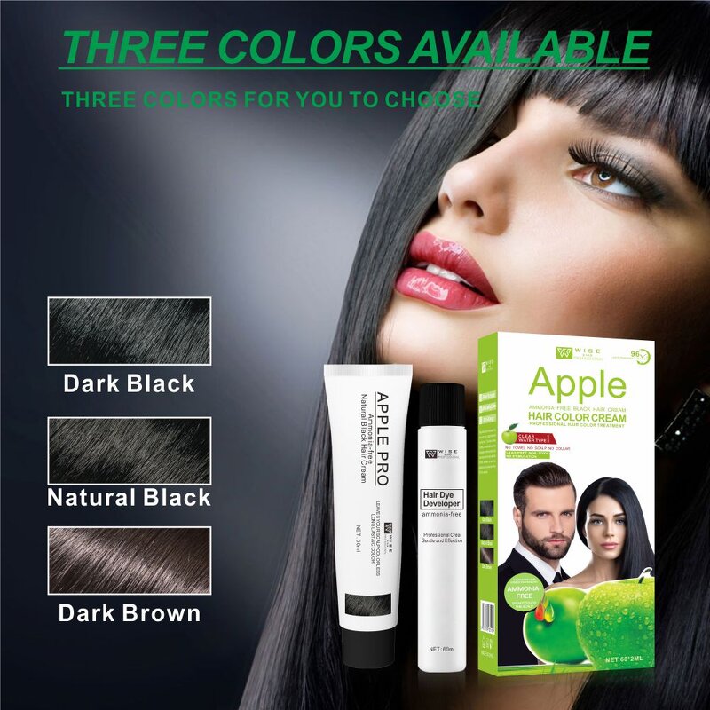 Hair Cream Manufacturer - Apple Black 60ml*2 - Plant Formula, Quick Color, 100% White Cover, Lasting Color Lock, Ammonia-free