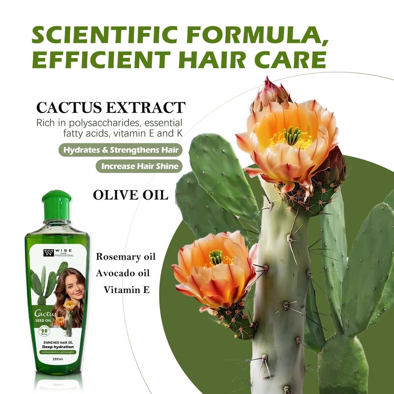 Hair Serum Manufacturer - Cactus 200ml - Enriched Plant Extract, Deep Repairing, Nourishing, for Dry Damaged Hair