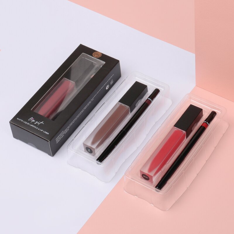 Lip Kit Manufacturer - 2 in 1 Set, Black Pencil & Liquid Lipstick, Long Lasting Vegan Matte, Private Label
