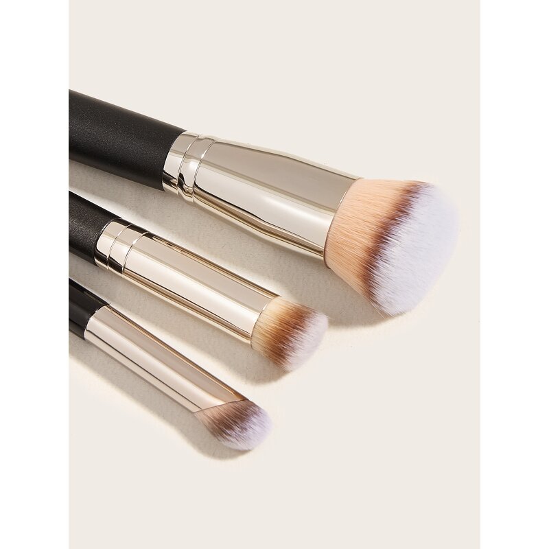 Makeup Brush Set Manufacturer - Personalized 3pcs Travel Size, Flat Vegan Synthetic Hair Foundation & Angled Contour