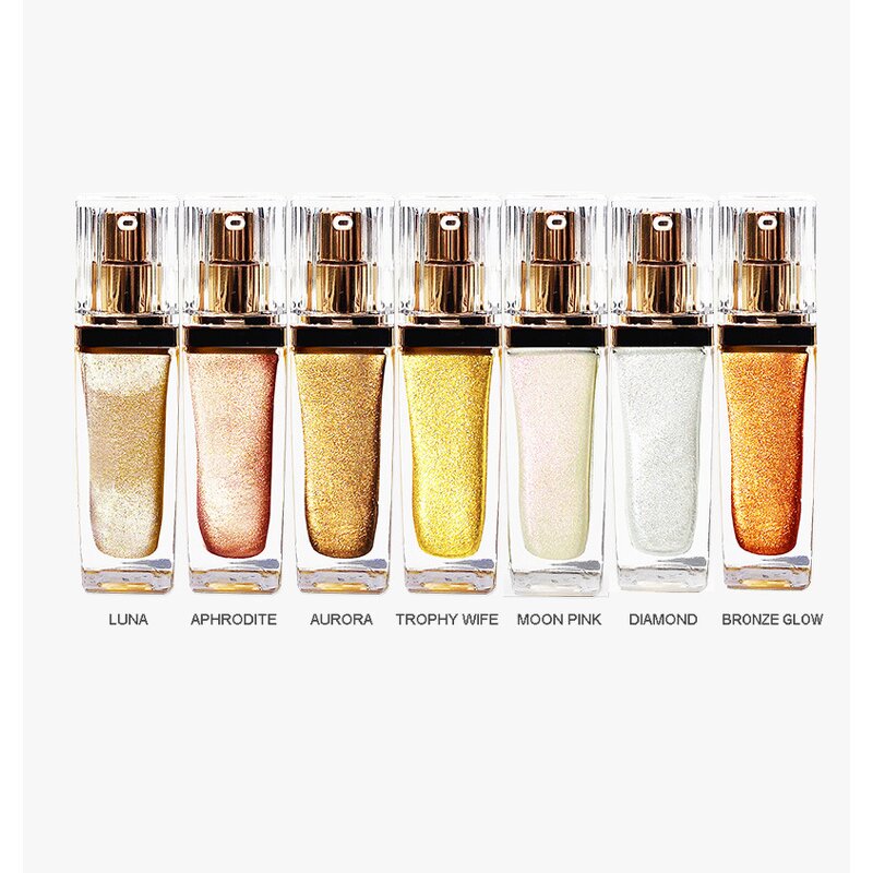 Highlighter Manufacturer - Private Label Cosmetics, Square Bottle Makeup, Face Body Shimmer Glitter Spray