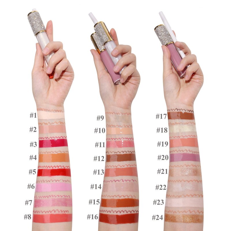 Lip Kit Manufacturer - 2 in 1, Clear Case Diamond Lip Gloss & White Lip Liner Pen, Multi-color Set