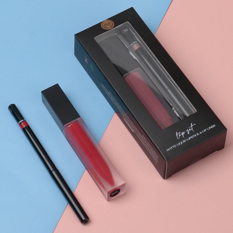 Lip Kit Manufacturer - 2 in 1 Set, Black Pencil & Liquid Lipstick, Long Lasting Vegan Matte, Private Label