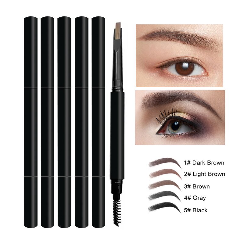 Eyebrow Pencil Manufacturer - 5 Colors Black, Vegan Waterproof 2 in 1, Private Label