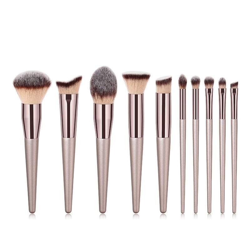 Makeup Brush Set Manufacturer - Pearly Color Synthetic Korean Brown, 4/9/10/14/20 Pcs, Custom Logo