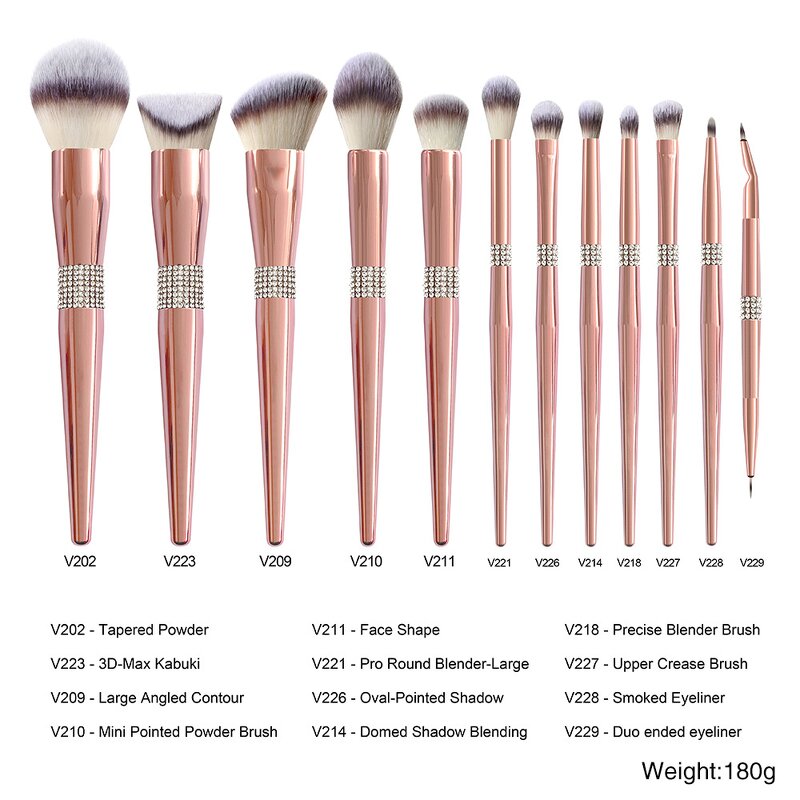 Makeup Brush Set Manufacturer - 14pcs Premium Cosmetic, Foundation Blush Concealer Eyeshadow Eyebrow Highlight Pink