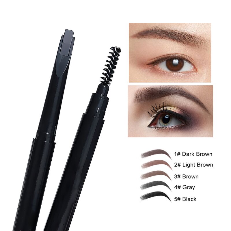 Eyebrow Pencil Manufacturer - 5 Colors Black, Vegan Waterproof 2 in 1, Private Label