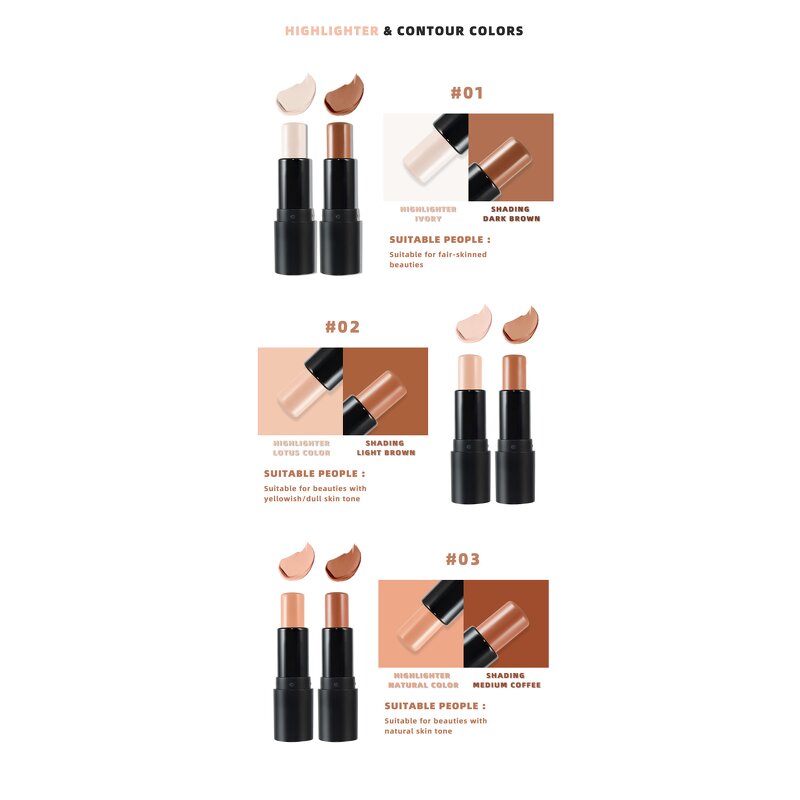 Makeup Stick Manufacturer - Professional Vegan Long-Wearing Double Head Counter Stick, Private Label for Bronzing & Concealer