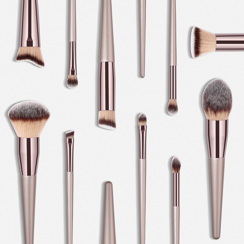 Makeup Brush Set Manufacturer - Pearly Color Synthetic Korean Brown, 4/9/10/14/20 Pcs, Custom Logo