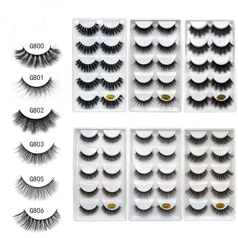 Eye Lash Set Manufacturer - 5 Pairs Natural, Long Thick Extensions Reusable 3D False Eyelashes